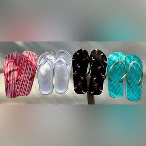 Flip Flop sandals, 4 pair bundle: pink never worn, other 3=worn a few times